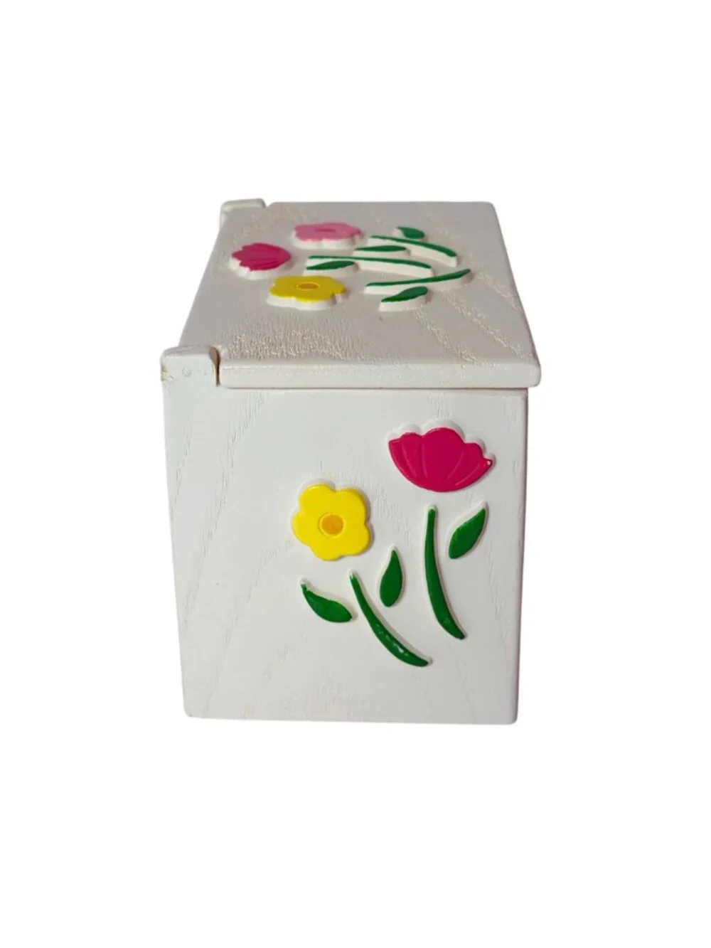 Vintage FTD Recipe Card Box Retro USA Floral Hinged Lid Holder Kitchen Storage